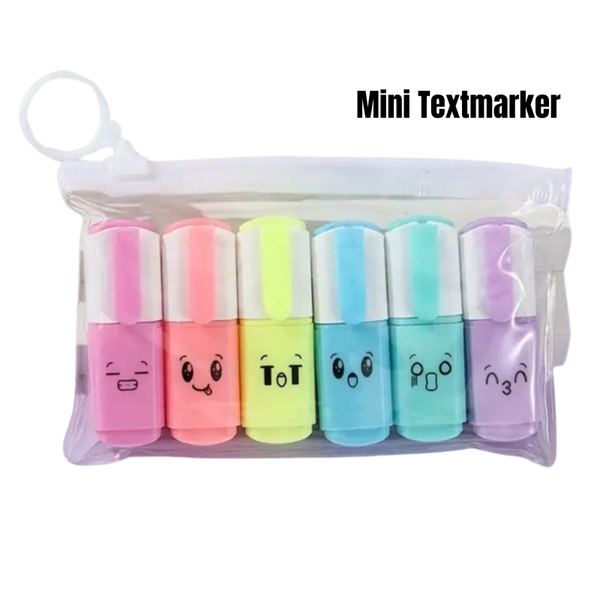 6 Mini Textmarker Smiley