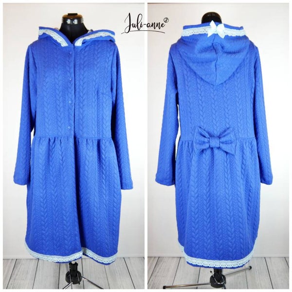 Jumi Mantel Zopfstrick Royalblau