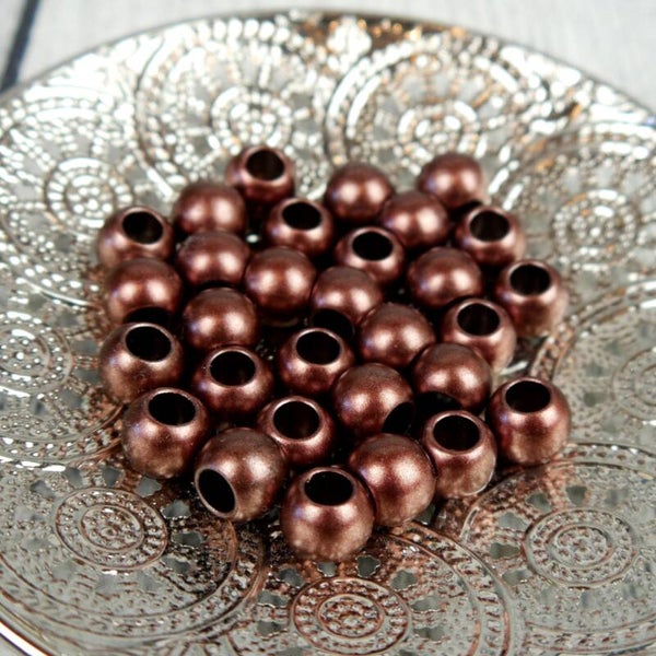 4 Stück Metallic Perle Großloch 12x10mm Braun #06