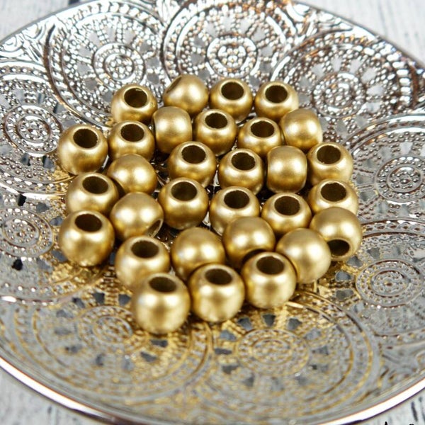 4 Stück Metallic Perle Großloch 12x10mm Gold #04
