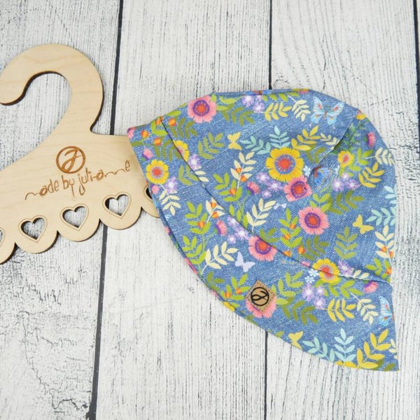 Jersey Sonnenhut Jeanslook Blumen