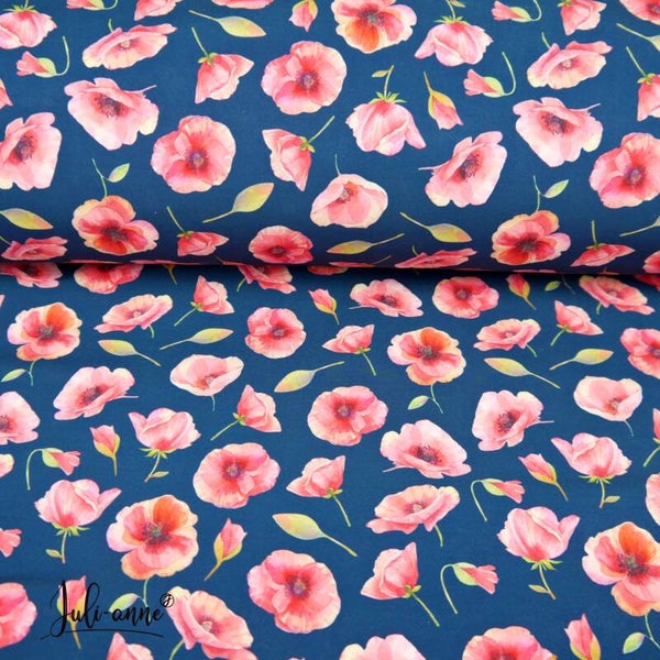 Softshell Mohnblumen auf Dunkelblau