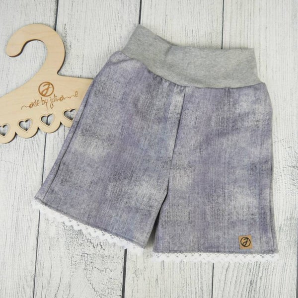 Sommershorts Kurz Jeanslook Hellgrau