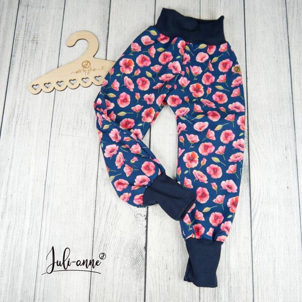 Matschhose Softshell Mohnblumen Dunkelblau