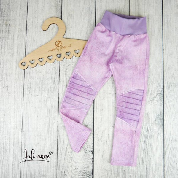 Biesen-Leggings Jeanslook Flieder