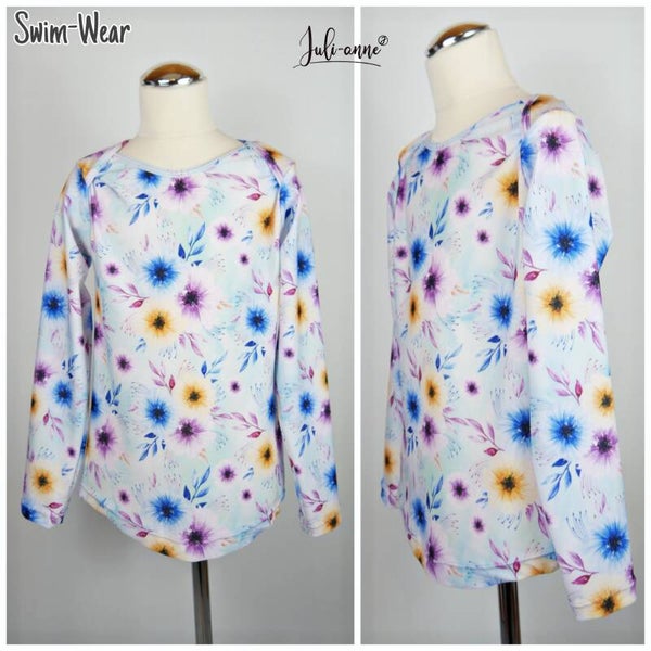 134 BADE-SHIRT - Blumen auf Mint