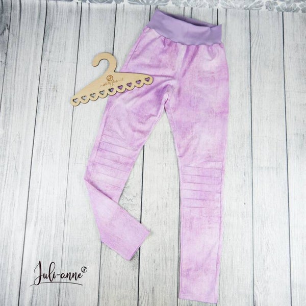 DAMEN Biesen-Leggings Jeansoptik Flieder Lila