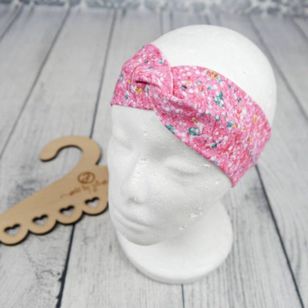 KU 54-57  Bandeau Knoten Haarband - Fake Glitzer Pink