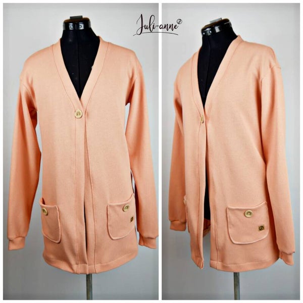 Strickjacke /-mantel Baumwolle  "Peach" verschiedene & Längen
