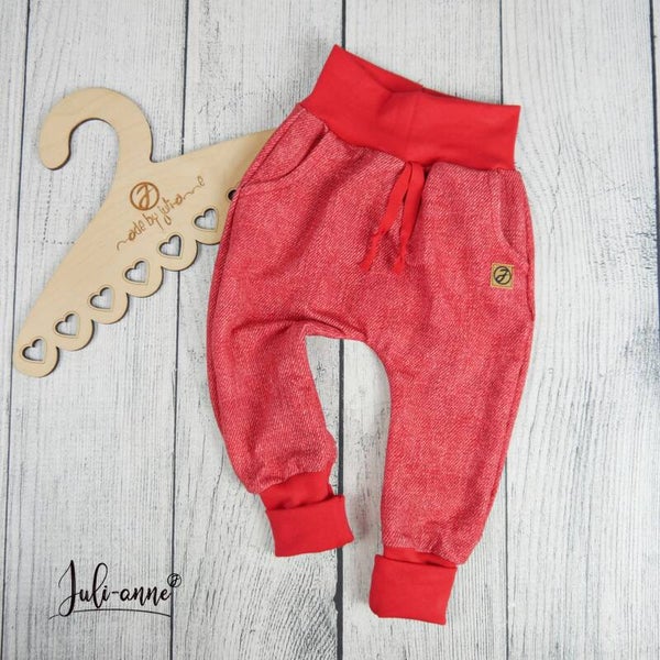 Gr. 80 Baggypants Jersey Bio Jeanslook Rot