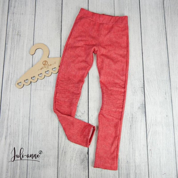 Biesen-Leggings Jeanslook Beige 