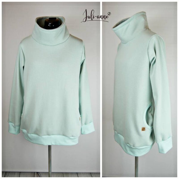 Damen Hoodie Waffelstrick Mint