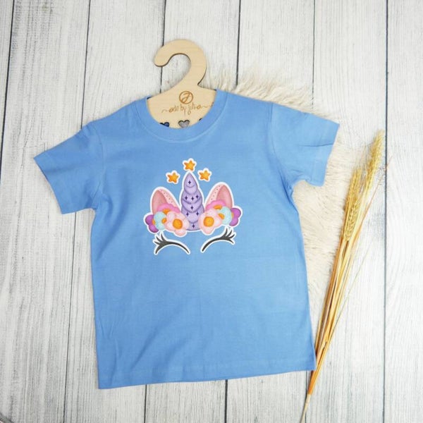 Kinder Shirt Blau Unicorn