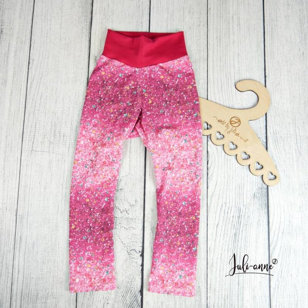 (Capri-) Leggings Glitzer Sprenkel Pink Farbverlauf