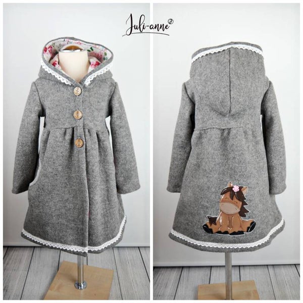 Jumi Mädchen Jacke Walk Hellgrau - Applikation Pferd