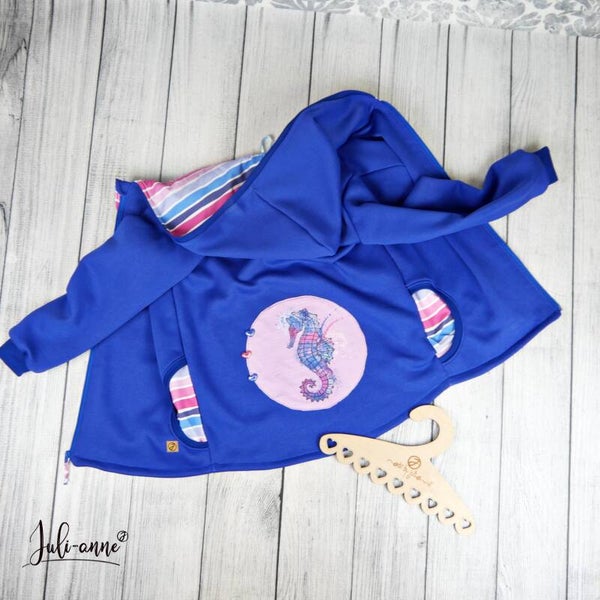 Sweatjacke Seepferdchen - Royalblau
