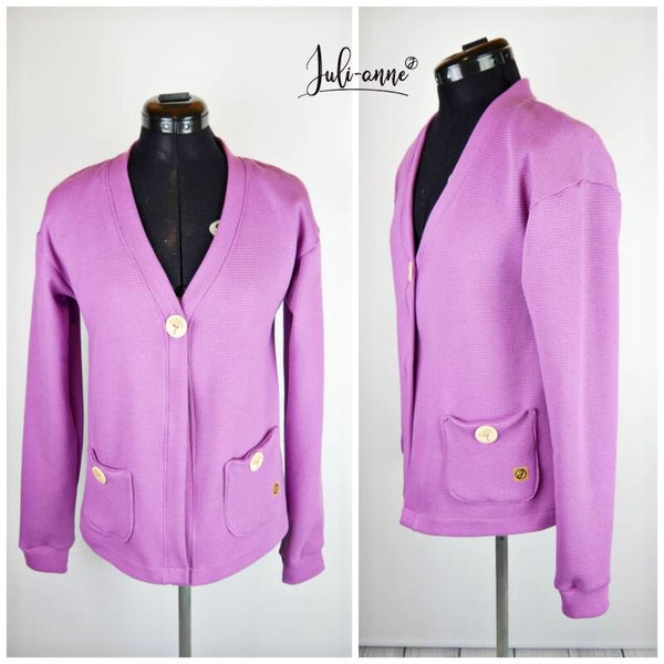 Strickjacke /-mantel Waffelstrick Lavendel