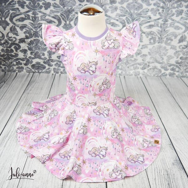 Drehkleid - Unicorn Dreams - Einhorn rosa