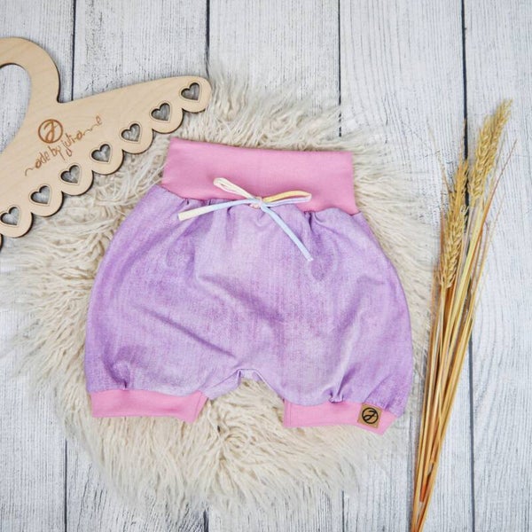 kurze Pumphose Jersey Jeanslook Flieder