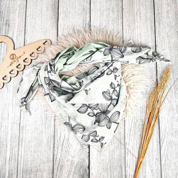 XL Halstuch Teenies/Damen - Blatterranken Mint