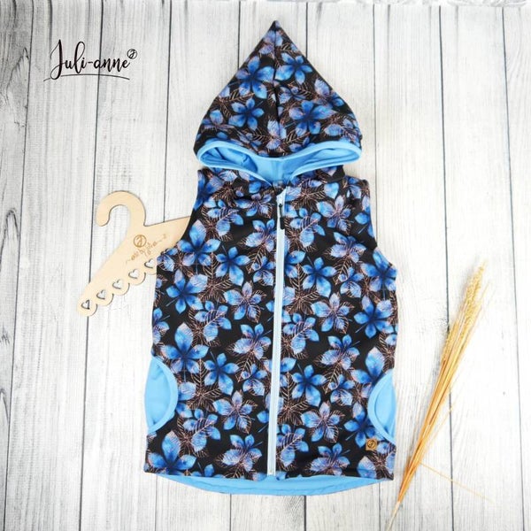 Weste Softshell Ahorn Blätter Blau
