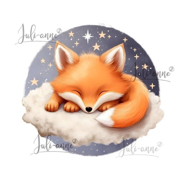 Bügelbild Fuchs auf Wolke