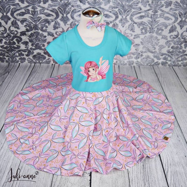 Drehkleid - Schmetterlings -Fee Türkis - Rosan#Einschulung