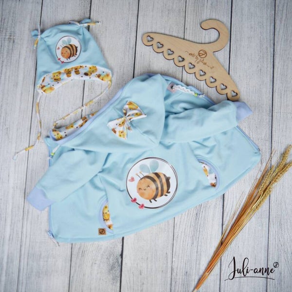 Sweatjacke Bio Softsweat Hellblau - Bienchen
