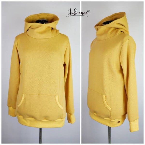 Damen Hoodie Waffelstrick Sonnengelb
