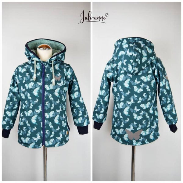 Softshell Jacke Schmetterlinge Petrol - Dunkelmint