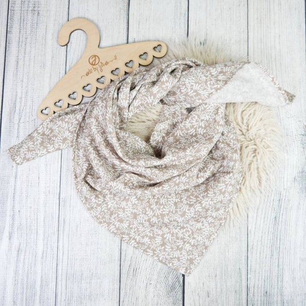 Teenies / Damen Musselin Halstuch Blätter Beige