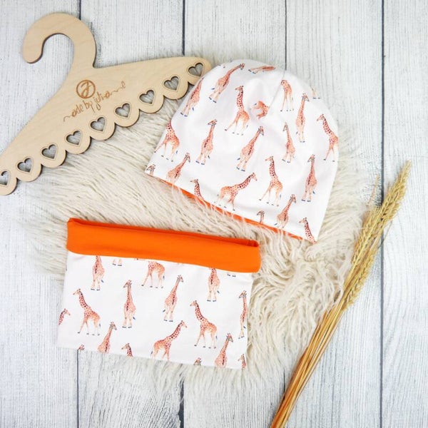 KU 47 - 54 Set: Beanie & Schlupfschal Giraffen
