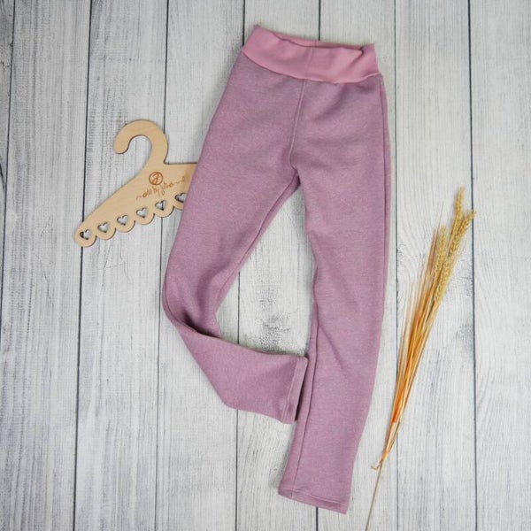 Taschen-Leggings Lammfleece Aubergine - Altrosa