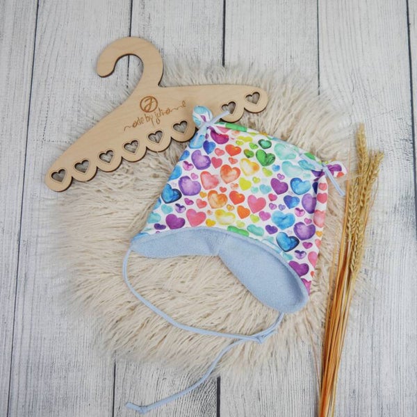 KU 47 - 49  Öhrchen Mütze Rainbow Hearts #warm