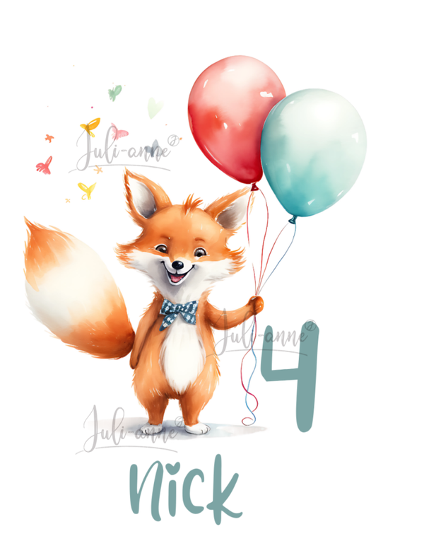 Bügelbild GEBURTSTAG Fuchs *personalisiert