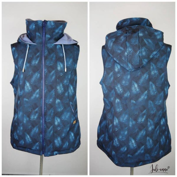 Damen Weste NUKKA Softshell Blätter Rauchblau
