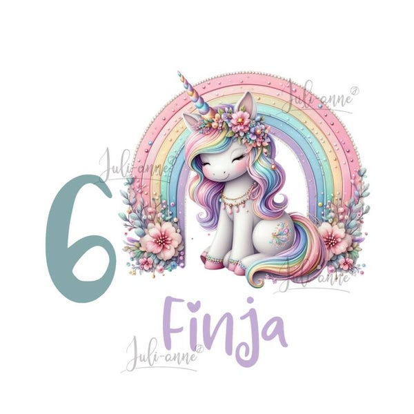 Bügelbild GEBURTSTAG RAINBOW UNICORN 2