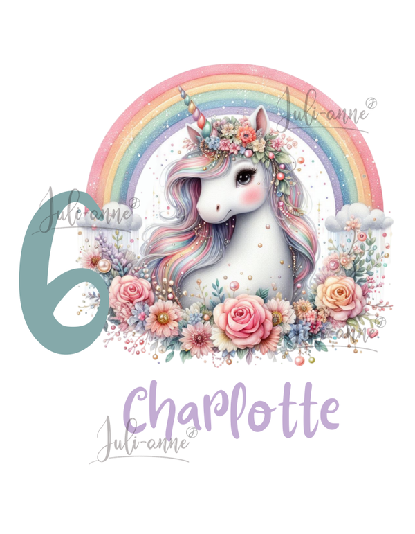 Bügelbild GEBURTSTAG RAINBOW UNICORN 1