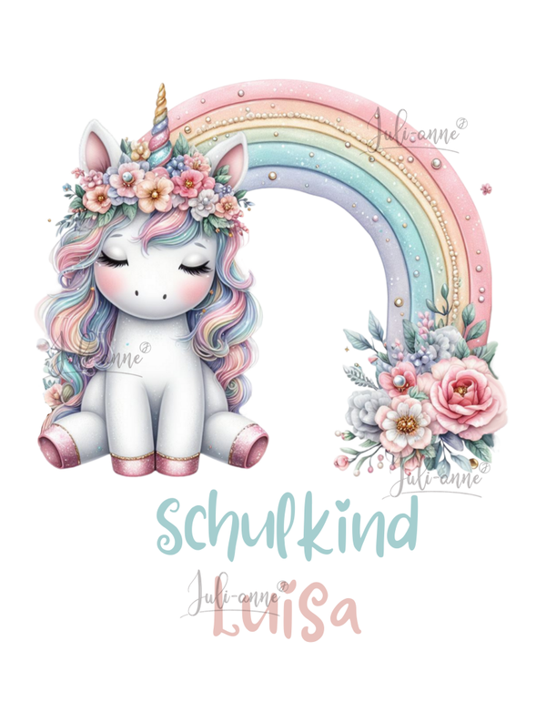 Bügelbild SCHULKIND RAINBOW UNICORN 3