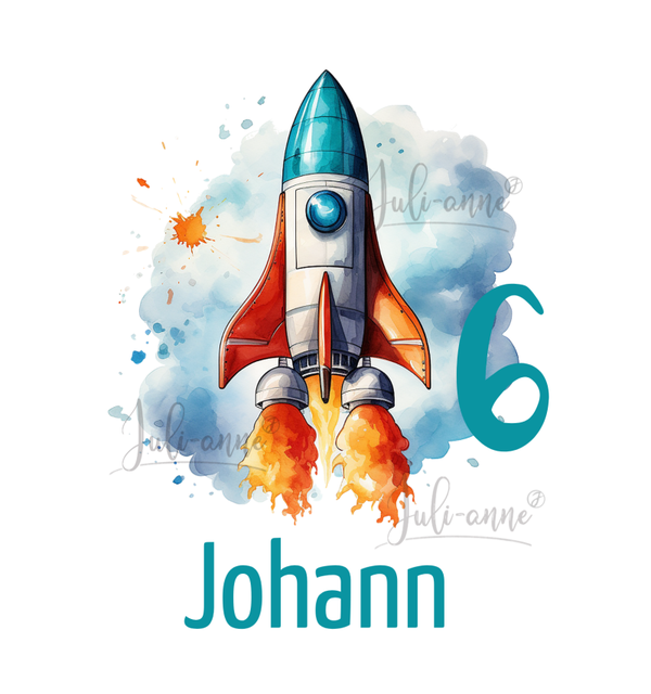 Bügelbild GEBURTSTAG SPACE Rakete