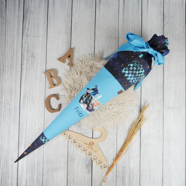 Schultüte  Motocross Blau 70cm / 85cm