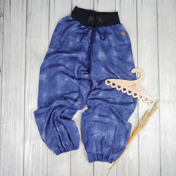 DAMEN Pumphose Musselin Jeanslook Blau
