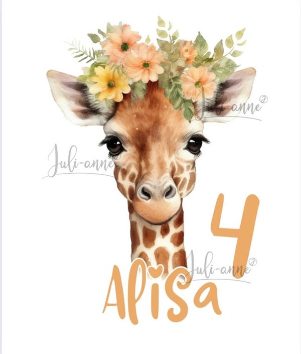 Bügelbild Geburtstag WILD ANIMALS - Giraffe