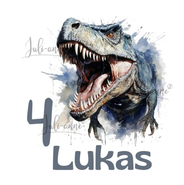 Bügelbild Geburtstag DINOS - T-rex4 *personalisiert