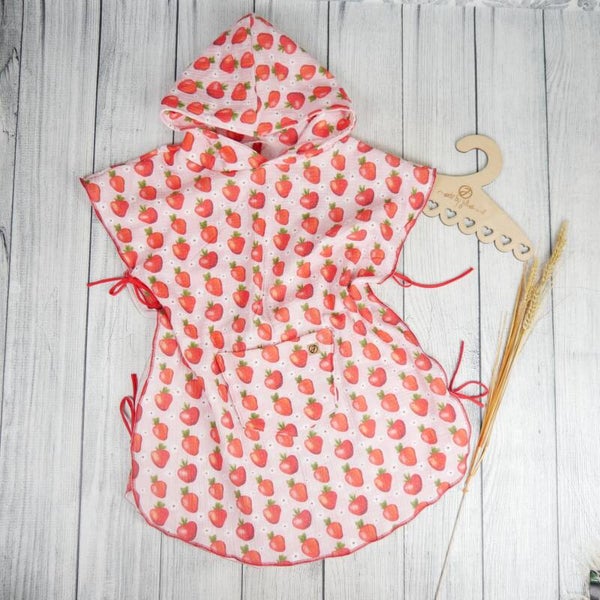 Musselin Bade-Poncho Erdbeeren Rosa