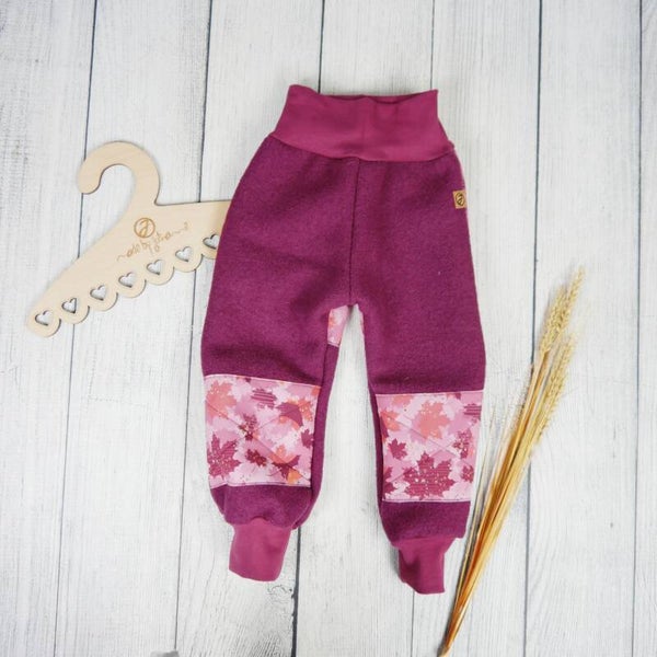 86/92 Walk-Hose Bordeaux mit Softshell Verstärkung Blätter