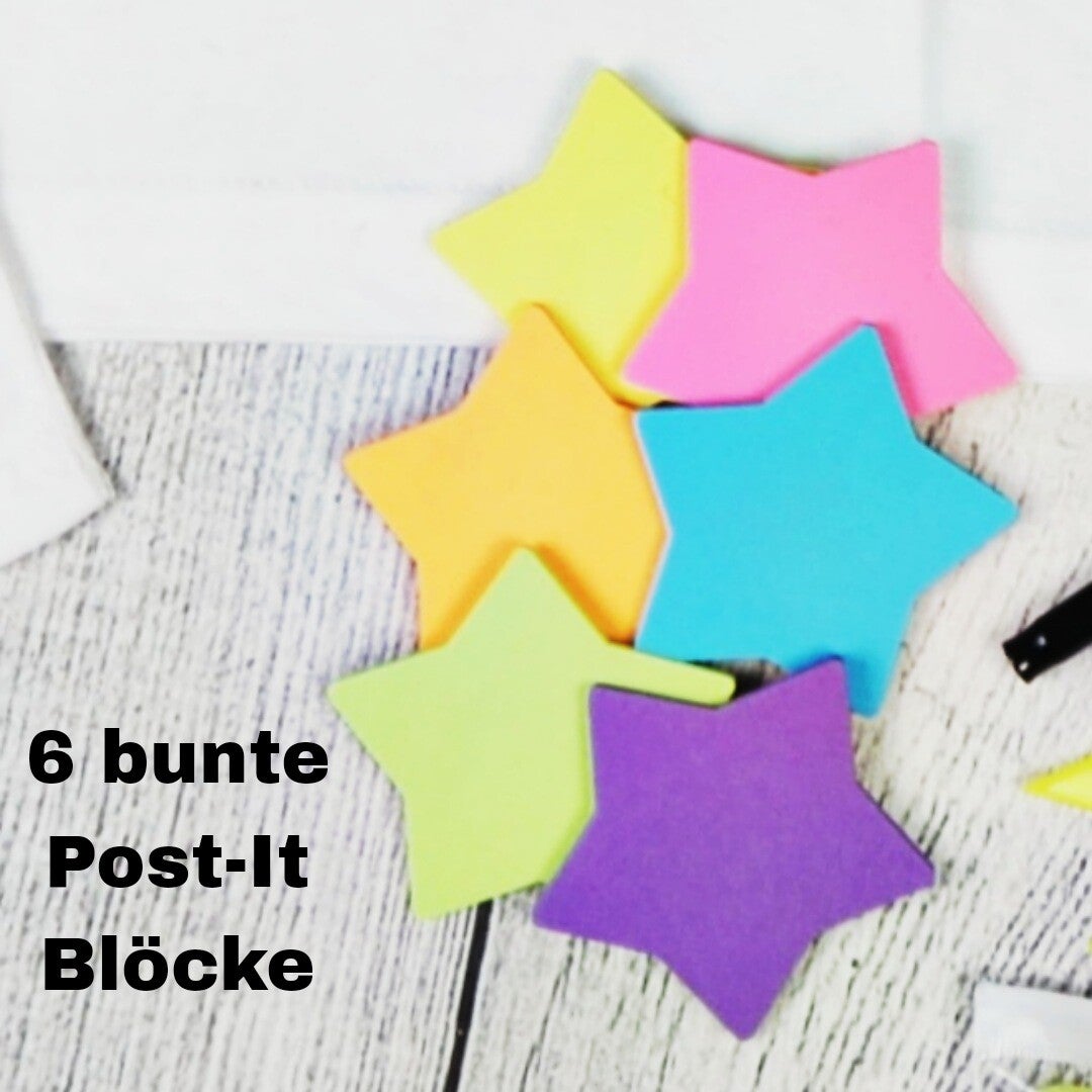 6 Blöcke Haftnotizen Stern Bunt