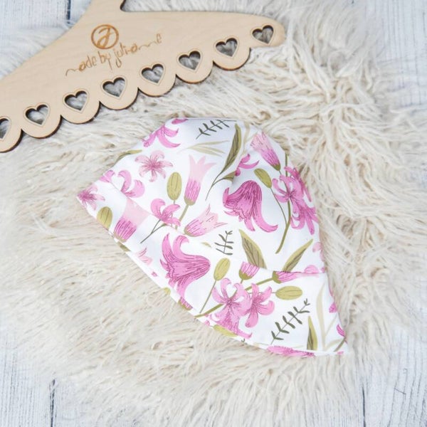KU 42/45 Jersey Sonnenhut Blumen rosa auf weiß