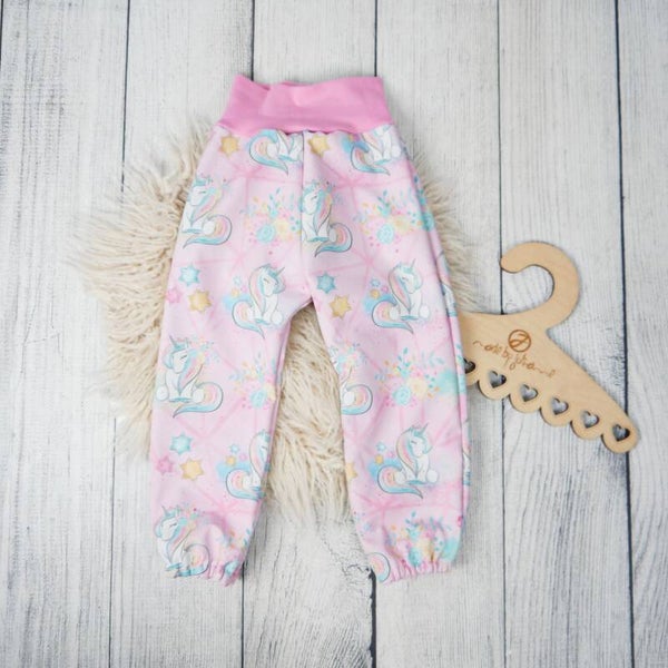 74/80 Matschhose Softshell Einhörner Rosa