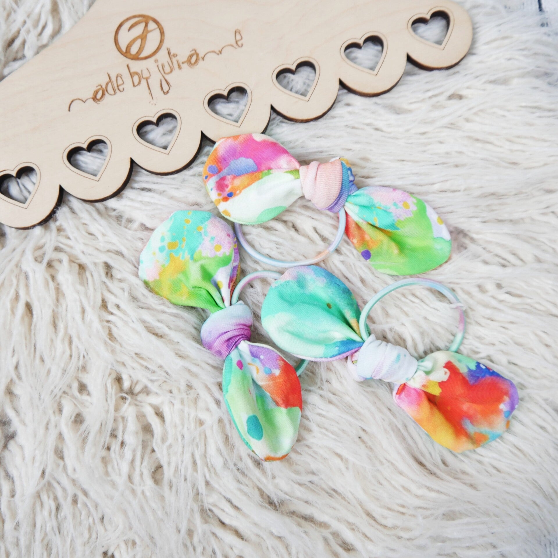 Schleifen Haargummi Pastell Kleckse